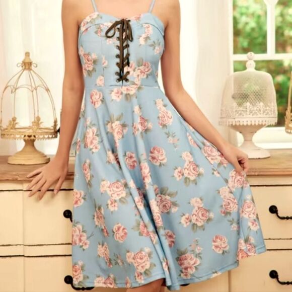 NWT  Scarlet Darkness Fit and Flare Dress. Coquette. Soft Girl, Coastal Cowgirl - Picture 1 of 15